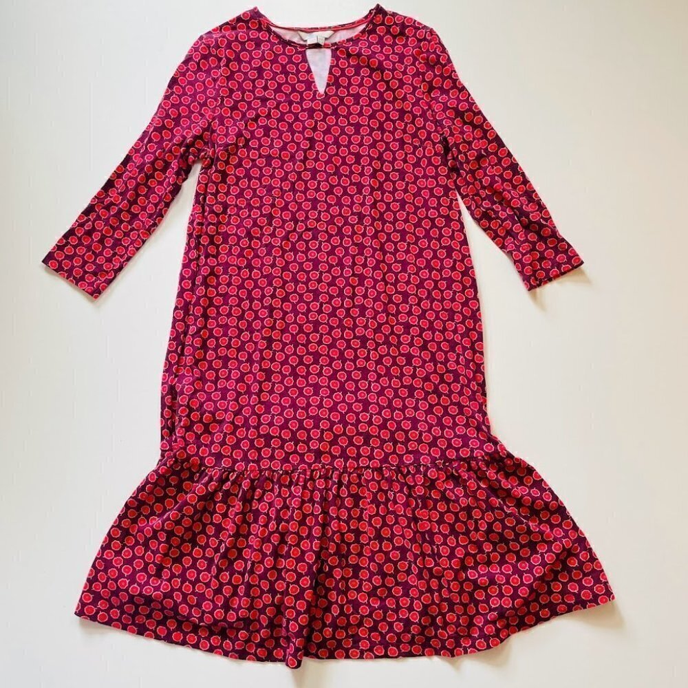 Boden Dress Red Maroon Poppy Floral Cut Out Peplum Flare Summer LONG TALL Classi